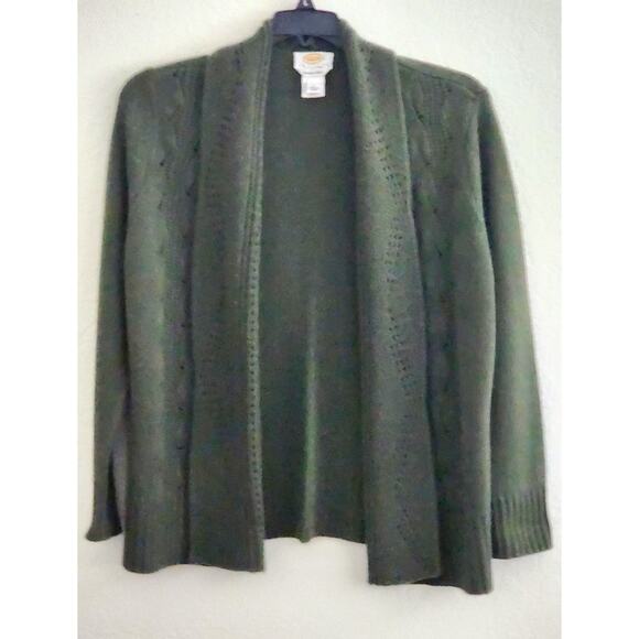 SWEATER-TALBOTS-No buttons, Collar/Lapel Front-Decorative Knit-Cashmere Blend-LP - Picture 1 of 11